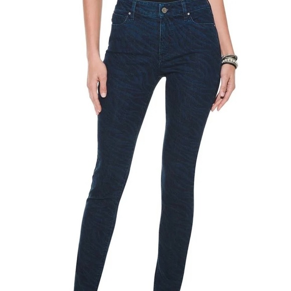 White House Black Market Zebra Print Skinny Ankle Jeans Size 14 - Picture 2 of 11